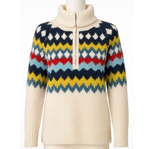 Aerie Fair Isle Half Zip Sweater Wool Blend Cozy Soft Nordic Pattern M Winter